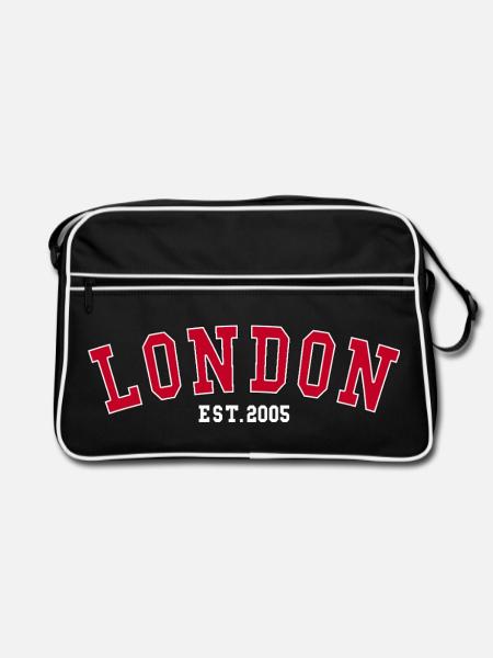 LONDON_EST_2005 - Retro Tasche - Schwarz/Weiß