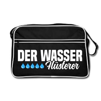 Der Wasser Flüsterer - Retro Tasche - Schwarz/Weiß - Vorne