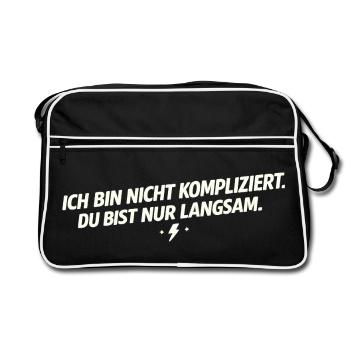 I'm not complicated - you're slow - Retro Bag - black/white - Front