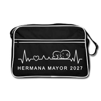 Futura Hermana Mayor 2027 Ritmo Cardiaco Embarazo - Retro Tasche - Schwarz/Weiß - Vorne
