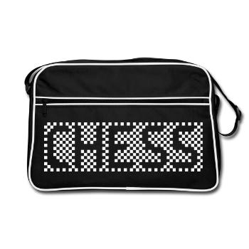 Schach Pixel Logo Schild Symbol gaming Grafik Team - Retro Tasche - Schwarz/Weiß - Vorne