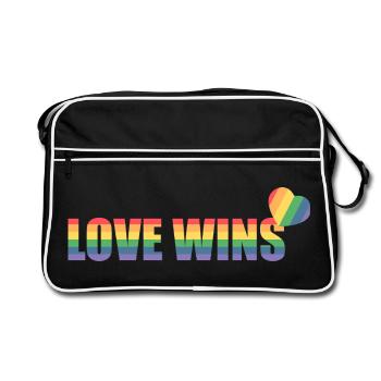 Colorful rainbow heart with love message - Retro Bag - black/white - Front