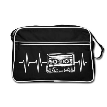 Cassette heartbeat music - retro vibes - Retro Bag - black/white - Front