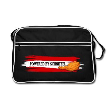 Propulsé par Schnitzel Austria Humour Shirt - Sac Retro - noir/blanc - Devant