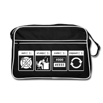 Eat Sleep Code Repeat – Coder Workflow Design - Retro Bag - black/white - Front
