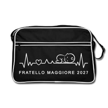 Diventero Fratello Maggiore 2027 Battito Cardiaco - Retro Tasche - Schwarz/Weiß - Vorne