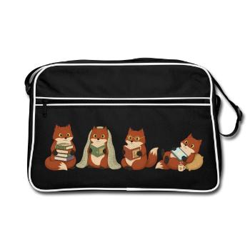 Chats lecteurs sous couverture - Sac Retro - noir/blanc - Devant