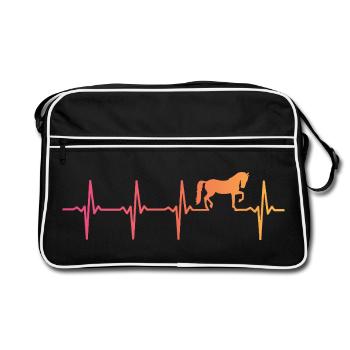 sunset cheval battement de coeur chevaux   - Sac Retro - noir/blanc - Devant