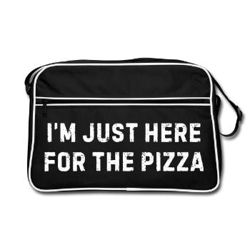 Je suis juste là pour la pizza, la nourriture drôle - Sac Retro - noir/blanc - Devant
