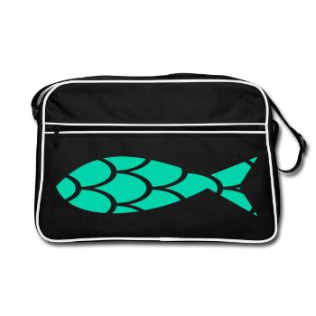 sardine. fish. April fool. sea. ocean - Retro Bag - black/white - Front