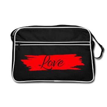 Love with red paint stripe # - Retro Bag - black/white - Front