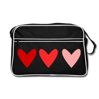 HEART. CHRISTMAS. COUPLE. VALENTINE'S DAY. JUST MARRIED. - Retro Bag - black/white - Front