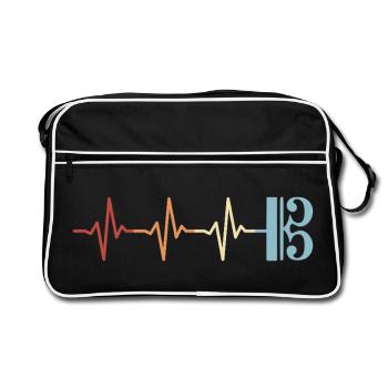 Alto clef, viola, viola, heartbeat - Retro Bag - black/white - Front