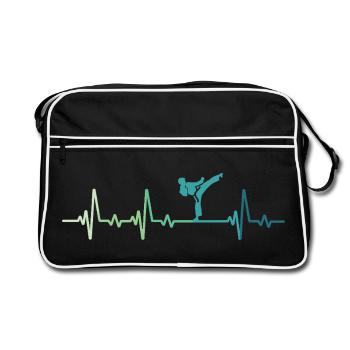 karate kara-te battement de cœur karaté  - Sac Retro - noir/blanc - Devant