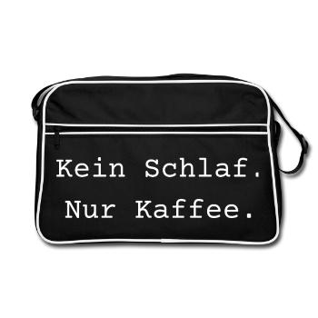 Kein Schlaf. Nur Kaffee. - Retro Tasche - Schwarz/Weiß - Vorne
