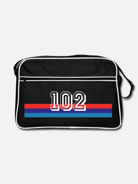 auto 102 car tuning cars - geschenk geburtstag - Retro Tasche - Schwarz/Weiß - Vorne