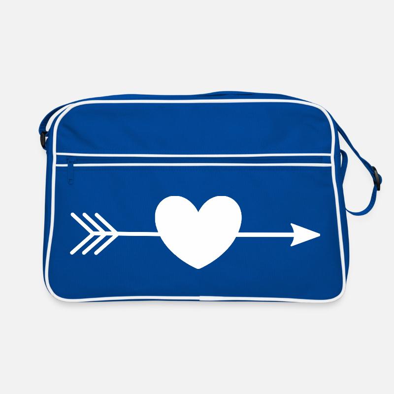 Cœur blanc blanc avec flèche Sac Retro
