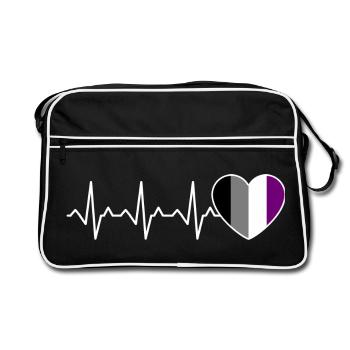 Ace Pride Heartbeat Asexuel - Sac Retro - noir/blanc - Devant