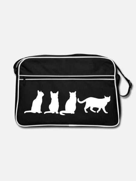 Funny Cats - Retro Bag - black/white - Front