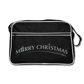 merry Christmas lettering with symbols - Retro Bag - black/white - Front