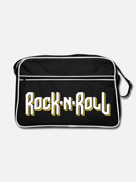 Rock'N'Roll stilisiertes Logo - Retro Tasche - Schwarz/Weiß - Vorne