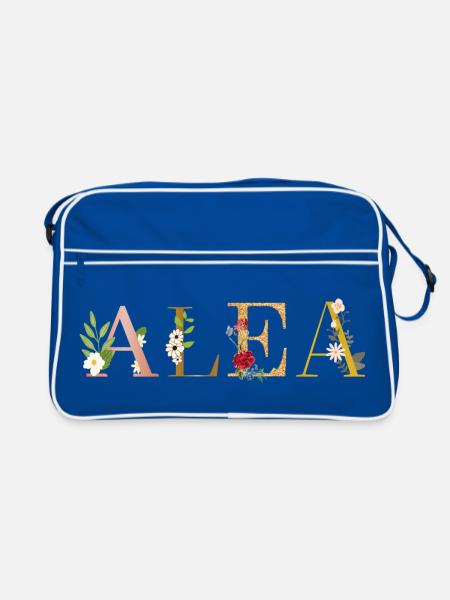 ALEA name decorated with flowers - Retro Bag - blue/white - Front