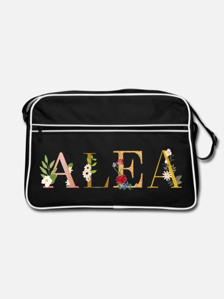 ALEA name decorated with flowers - Retro Bag - black/white