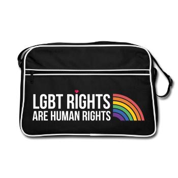 Mois de la fierté LGBTQ - Les droits des LGBT sont des droits de la personne - Sac Retro - noir/blanc - Devant