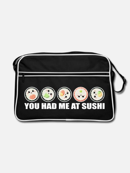 Sushi Rolls You had me at Sushi Spruch lustig - Retro Bag - black/white - Front