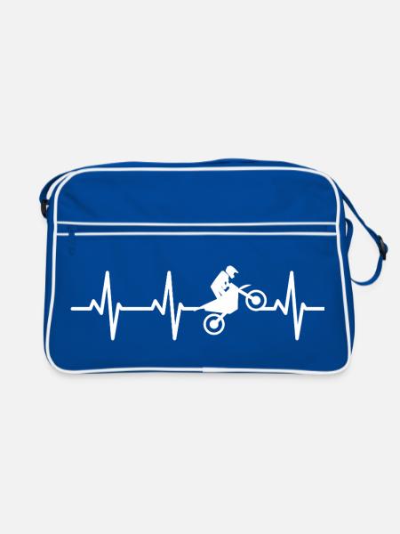 Kardiogramm Motocross - Retro Tasche - Blau/Weiß - Vorne