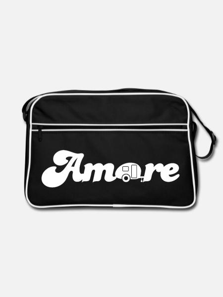 Amore Caravan Love Cool Quotes Camping Italy - Retro Bag - black/white - Front