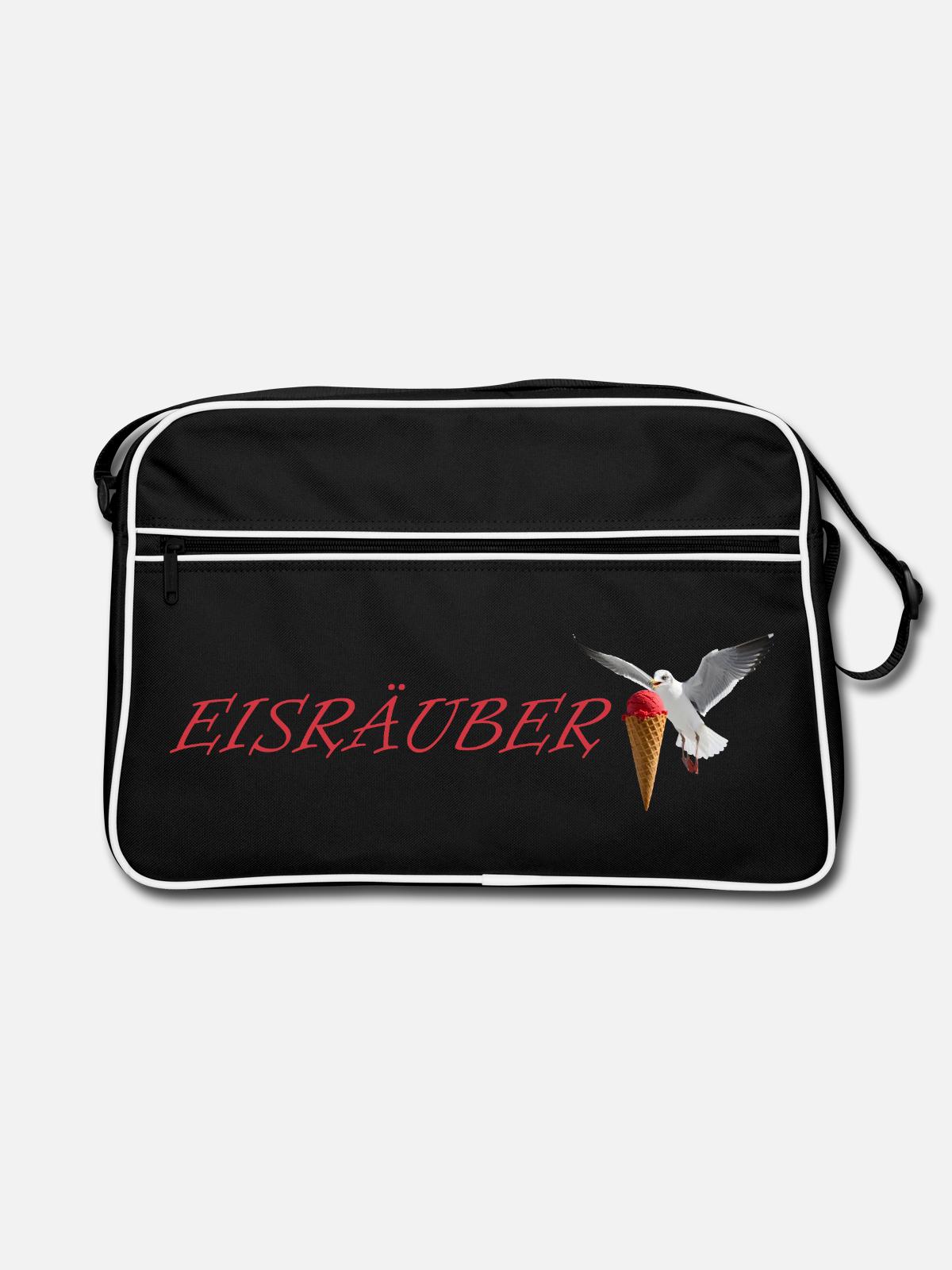 Eisräuber Design mit fliegender Möwe - Retro Bag - black/white - Front