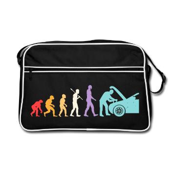 Évolution Mécanicien Humour Mécano Garage - Sac Retro - noir/blanc - Devant