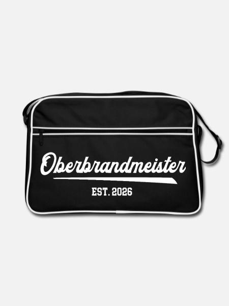 Oberbrandmeister 2026 Dienstgrad Feuerwehr FFW - Retro Tasche - Schwarz/Weiß - Vorne