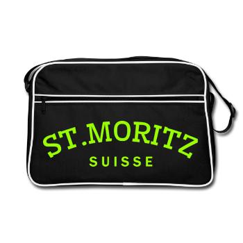 St. Moritz - Suisse - Switzerland - Swiss - Retro Bag - black/white - Front