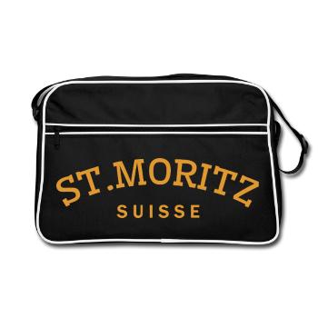 St. Moritz - Suisse - Switzerland - Swiss - Retro Bag - black/white - Front