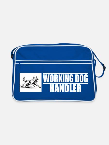 Working Dog Handler Motiv  - Retro Tasche - Blau/Weiß - Vorne