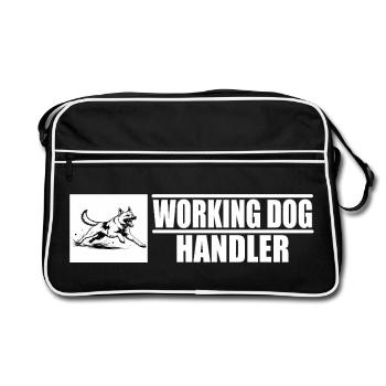 Working Dog Handler Motif - Retro Bag - black/white - Front
