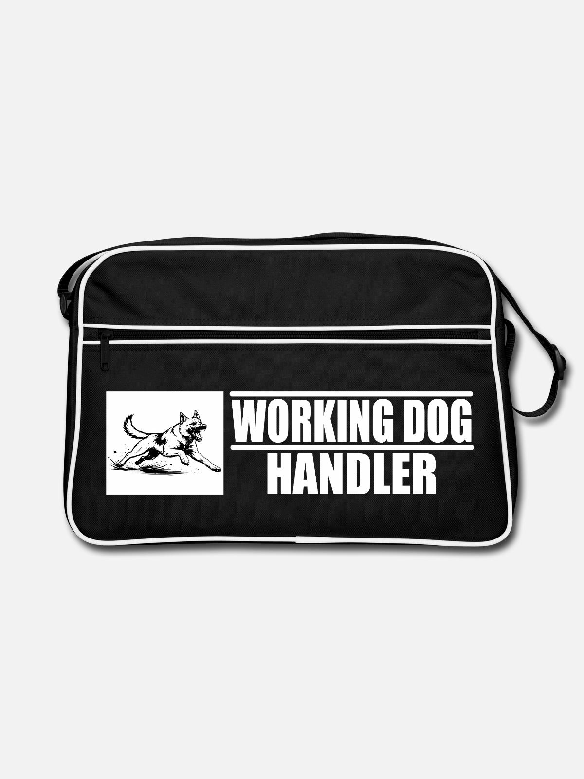 Working Dog Handler Motif - Retro Bag - black/white - Front