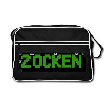 Lettering Zocken Retro Computer - Sac Retro - noir/blanc - Devant