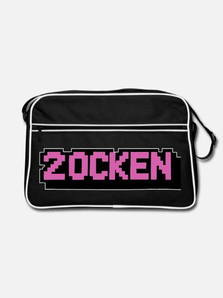 Zocken Gamer Retro Geek Mädchen - Retro Tasche - Schwarz/Weiß - Vorne