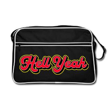 Hell Yeah 3D Retro Script - Retro Bag - black/white - Front