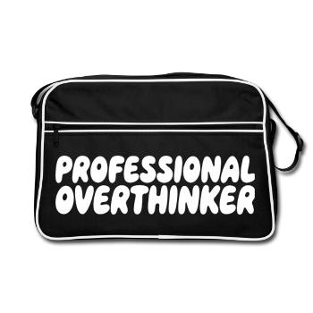 Professional Overthinker Humor Saying - Retro Bag - black/white - Front