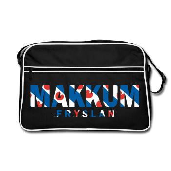 T-shirt, sweat à capuche, sac avec le drapeau Fryslan de Makkum Friesland - Sac Retro - noir/blanc - Devant