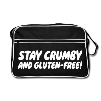Stay Crumby Gluten Humor Saying - Retro Bag - black/white - Front