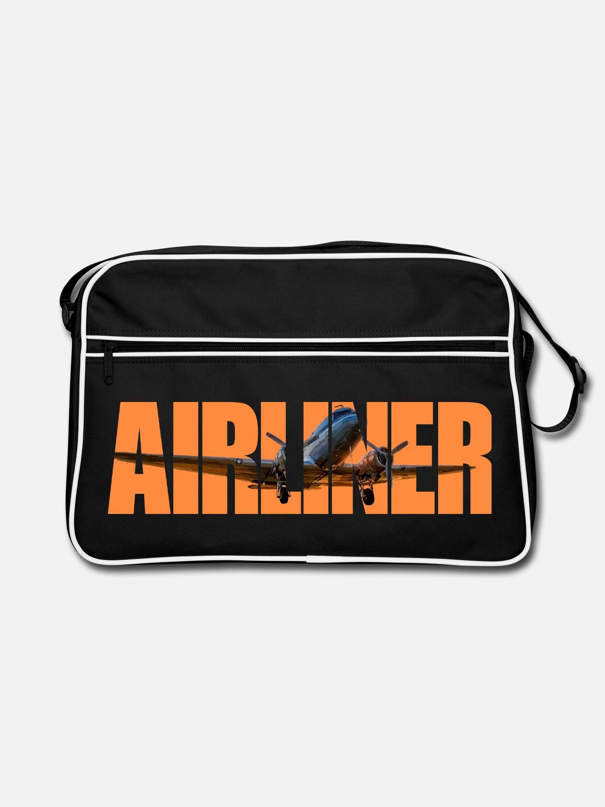 Avion de ligne DC-3 - Sac Retro - noir/blanc - Devant