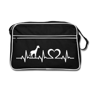 Giraffe Heartbeat Giraffes - Retro Bag - black/white - Front