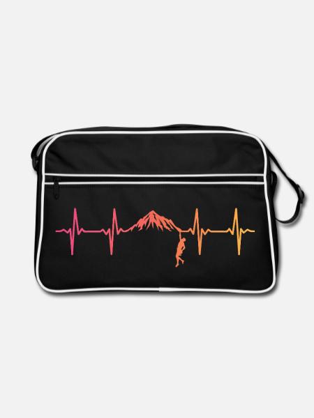 Kletternder Sunset Heartbeat Climber - Retro Tasche - Schwarz/Weiß - Vorne