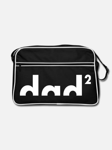 Dad hoch zwei | Vater | Vatertag - Retro Tasche - Schwarz/Weiß - Vorne