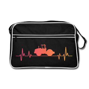 Compactor roller sunset construction - construction site - Retro Bag - black/white - Front